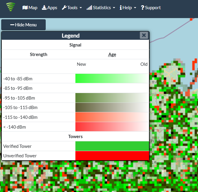 日本や世界の電波状況をマップで確認できるWebサービス 『Cellmapper』