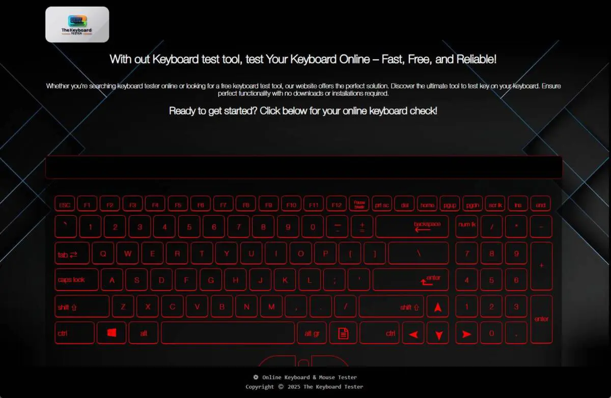 オンライン上でマウス・キーボードの動作チェックができるWebサービス 『The Keyboard Tester Online』