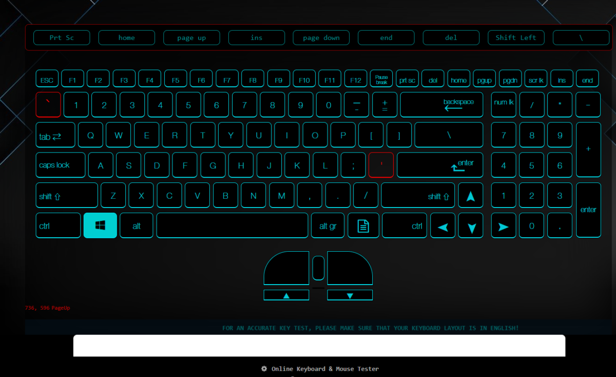 オンライン上でマウス・キーボードの動作チェックができるWebサービス 『The Keyboard Tester Online』