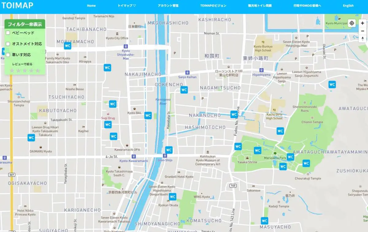 観光地のトイレが探せる旅行に便利なWebサービス 『TOIMAP』