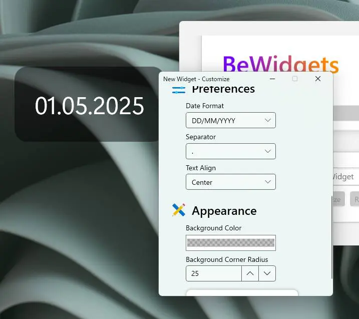 簡単で使いやすいデスクトップにウィジェット表示できるアプリ 『BeWidgets』