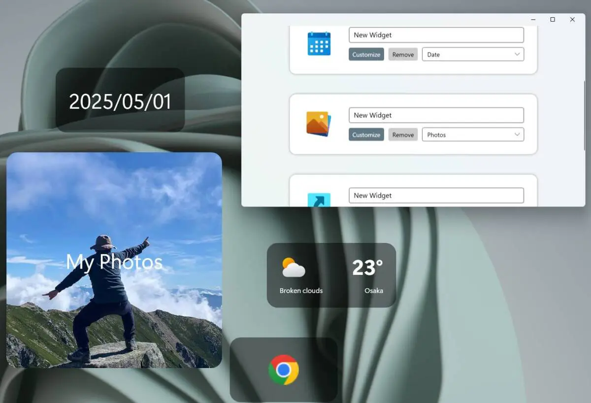 簡単で使いやすいデスクトップにウィジェット表示できるアプリ 『BeWidgets』