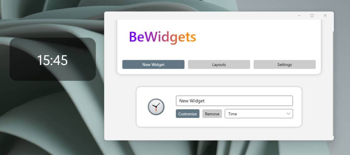 簡単で使いやすいデスクトップにウィジェット表示できるアプリ 『BeWidgets』