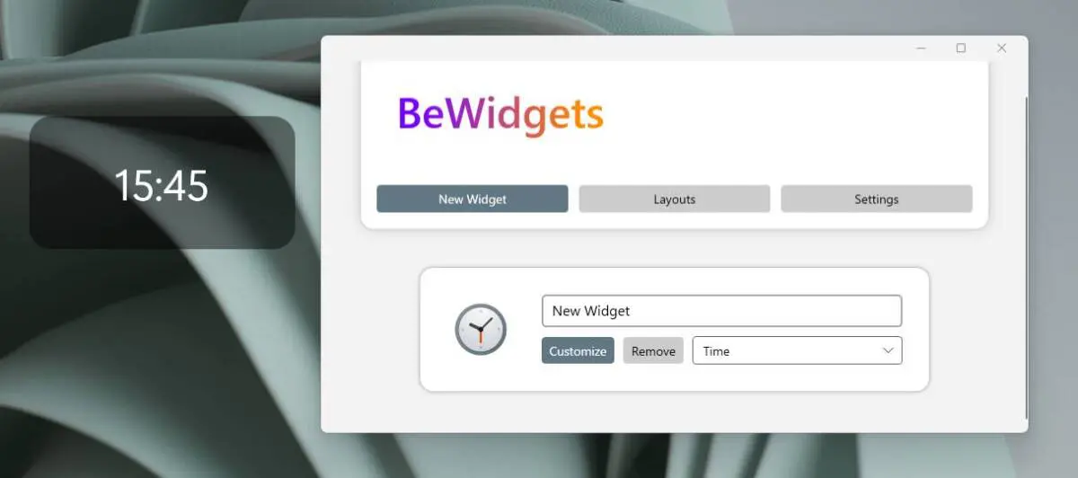 簡単で使いやすいデスクトップにウィジェット表示できるアプリ 『BeWidgets』
