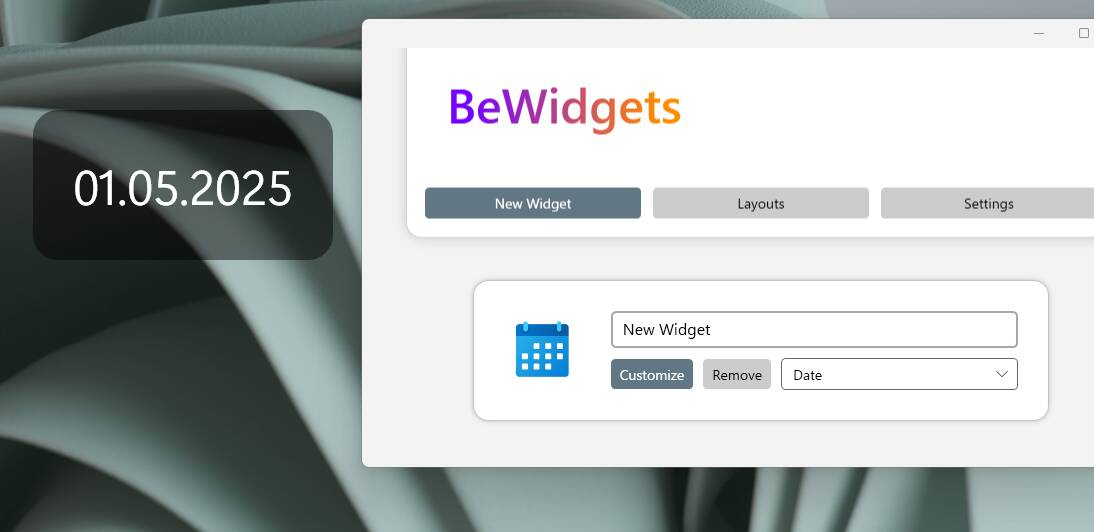 簡単で使いやすいデスクトップにウィジェット表示できるアプリ 『BeWidgets』