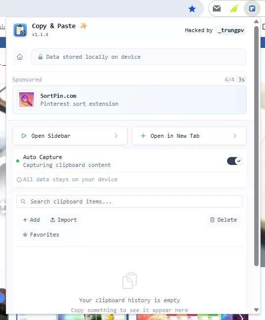 Chrome上のクリップボード・コピペ履歴を一括管理できる拡張機能 『Clipboard History』