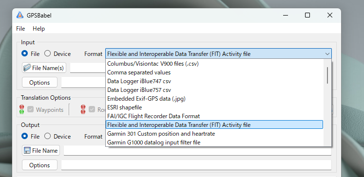 GPXやFIT、TCXなどGPSファイルを相互変換できるフリーソフト 『GPSBabel』