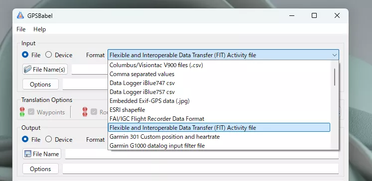 GPXやFIT、TCXなどGPSファイルを相互変換できるフリーソフト 『GPSBabel』