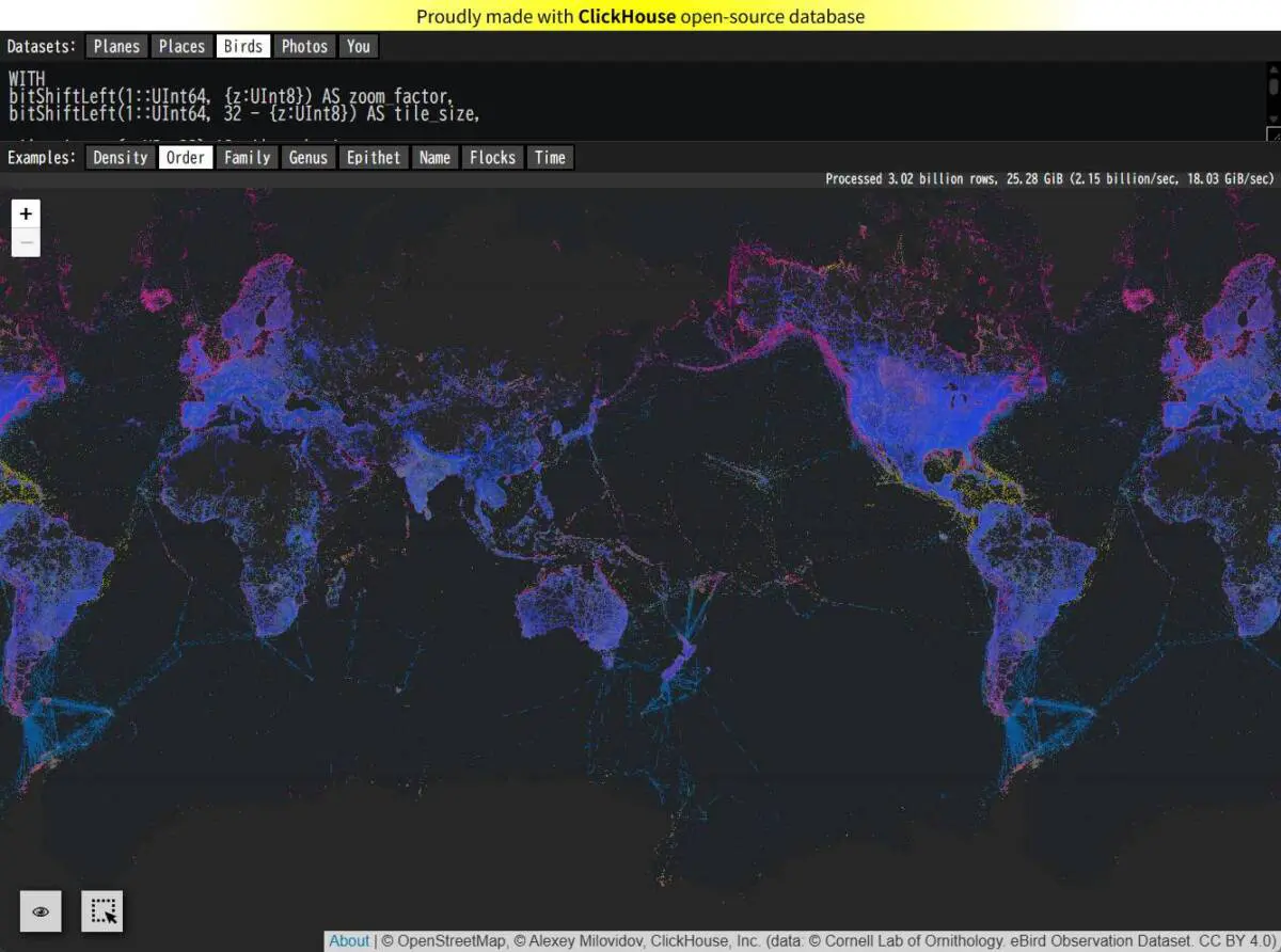 世界中の野鳥が見れる15億件もの膨大なデータが閲覧可能なWebサービス 『ADS-B Massive Visualizer』