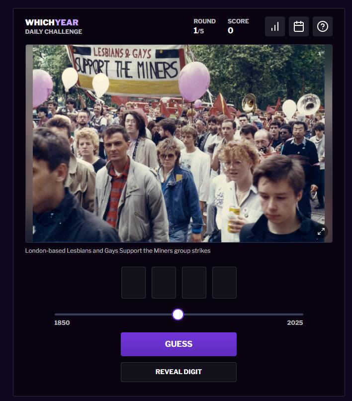 写真から年代を推測するブラウザで遊べるゲーム 『Which Year』