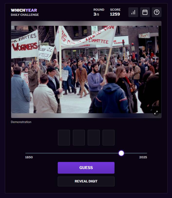 写真から年代を推測するブラウザで遊べるゲーム 『Which Year』