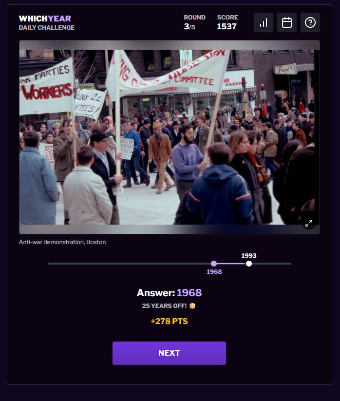 写真から年代を推測するブラウザで遊べるゲーム 『Which Year』