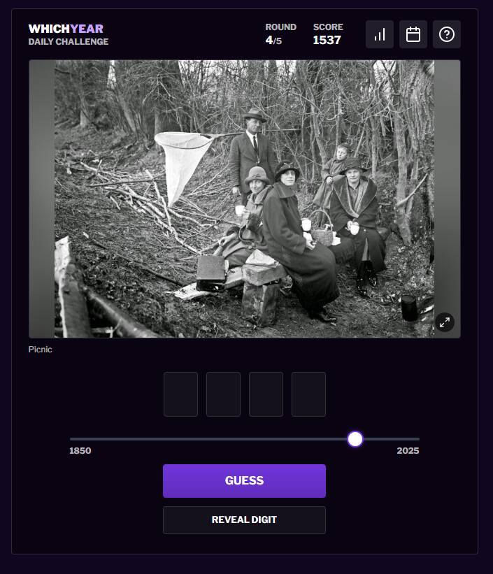 写真から年代を推測するブラウザで遊べるゲーム 『Which Year』
