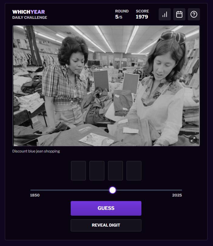 写真から年代を推測するブラウザで遊べるゲーム 『Which Year』
