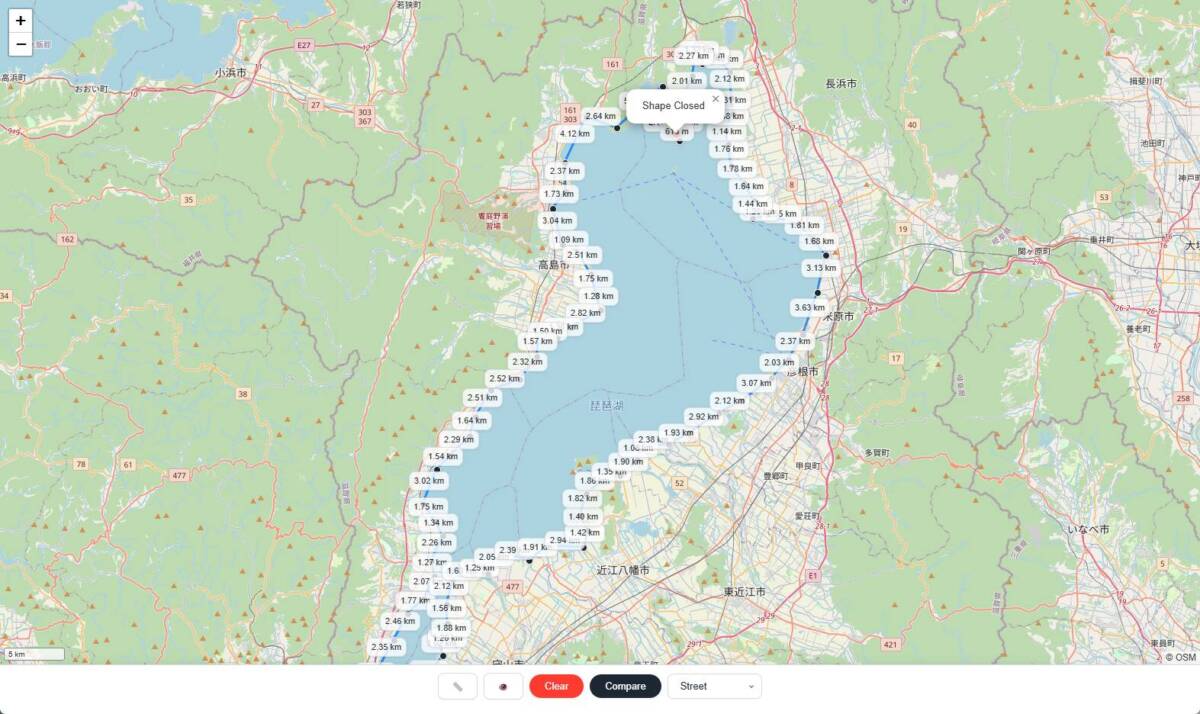 マップに描いて大きさを比較できるWebサービス 『GeoSize Compare Pro』