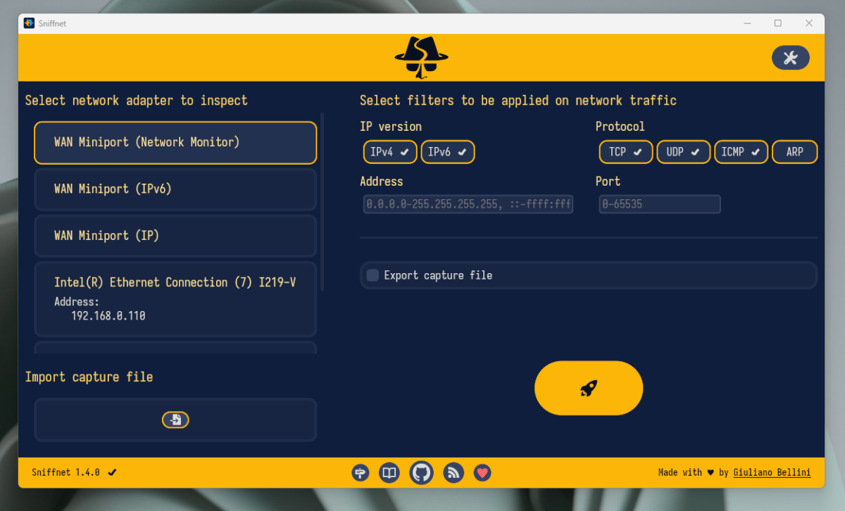 無料!! シンプルで使いやすいネットワーク監視ツール 『Sniffnet』
