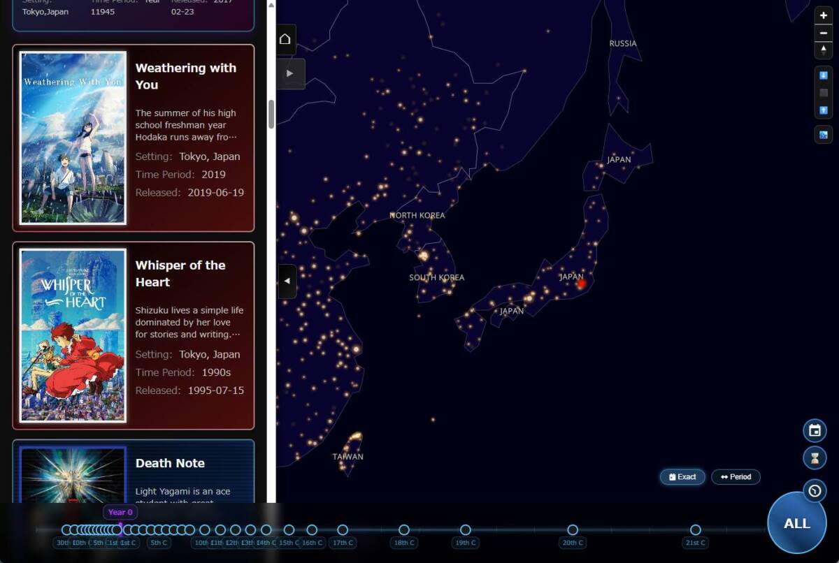 地図から映画やアニメを検索できる撮影地をマッピングしたWebサービス 『StoryTerra』