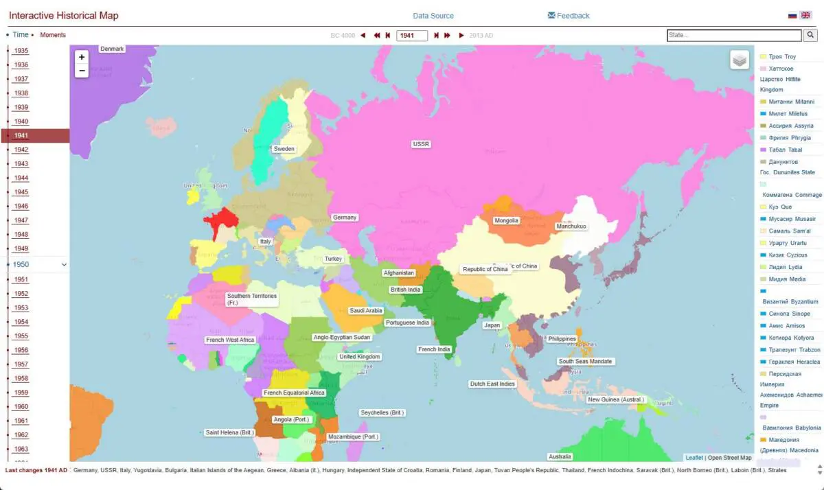 紀元前4000年前から現在までの国の情勢が見れるWebサービス 『World