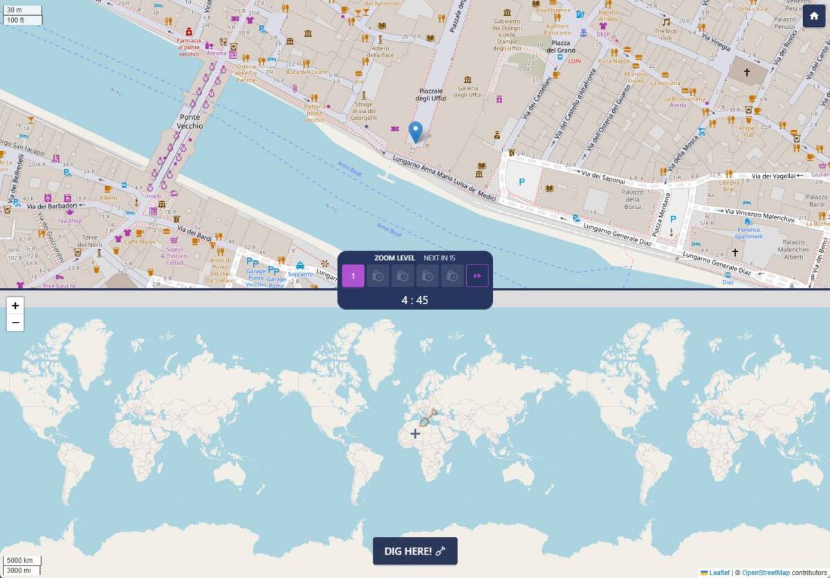 地図上で宝探しが楽しめるGeoGuessrみたいなWebゲーム 『Treasure Guessr』