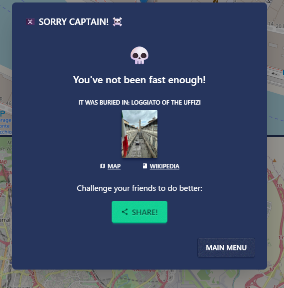 地図上で宝探しが楽しめるGeoGuessrみたいなWebゲーム 『Treasure Guessr』