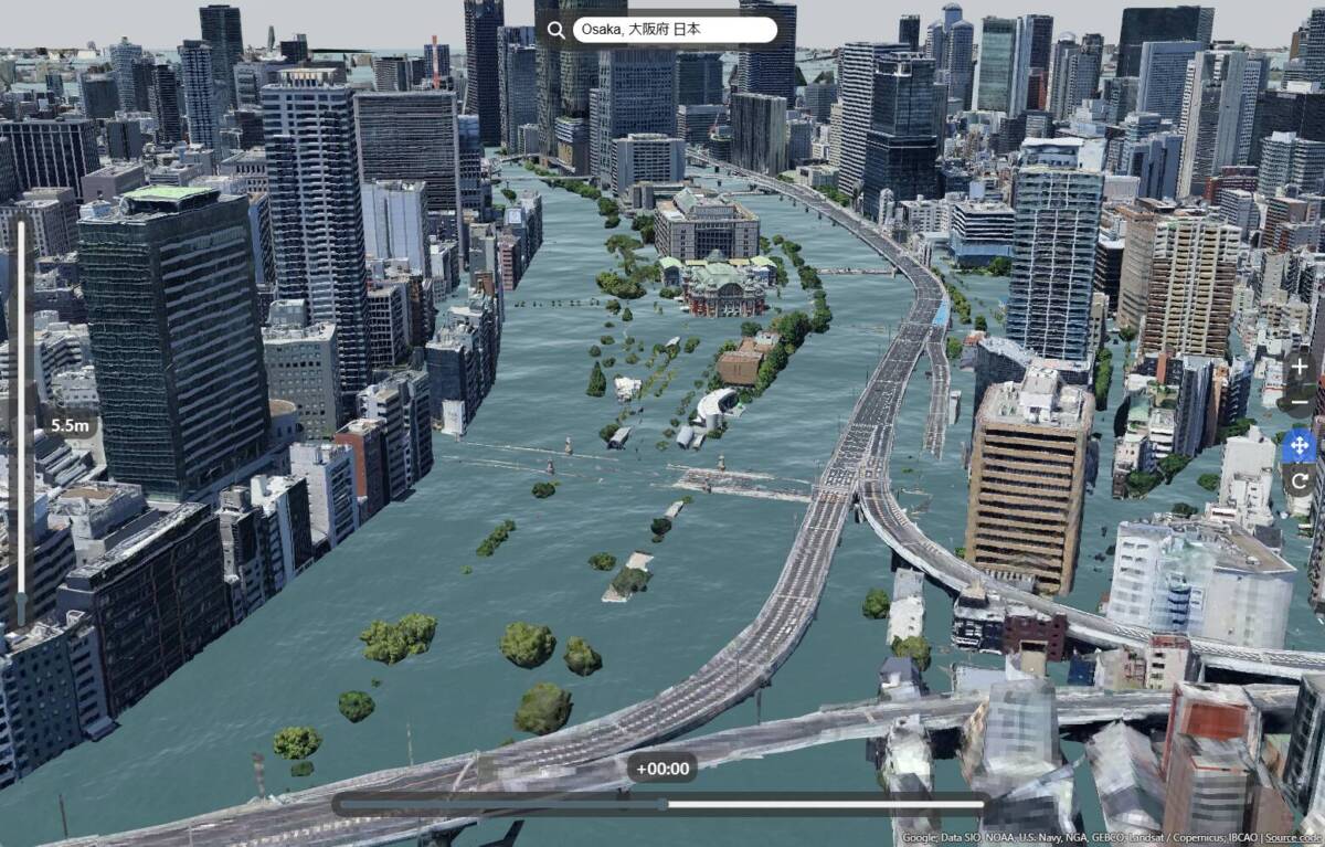 リアル過ぎて怖い!! 海面上昇すると街がどうなるのかを見れるWebサービス 『Sea Level Rise 3D Map』