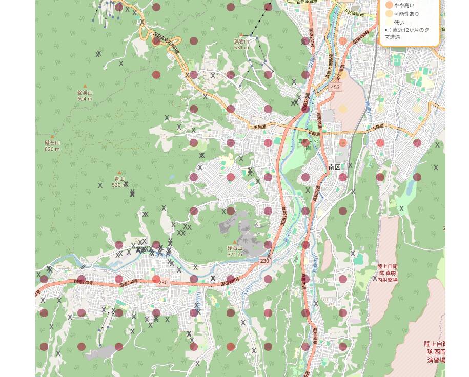 クマ遭遇の確率をAIが予測してマップ化したWebサービス 『クマ遭遇AI予測マップ』