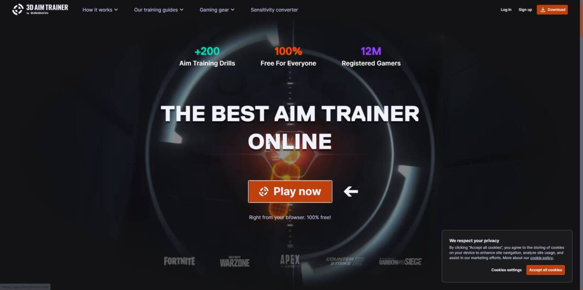 無料でブラウザだけで始められるFPS用のエイム練習サービス『3D AIM TRAINER』