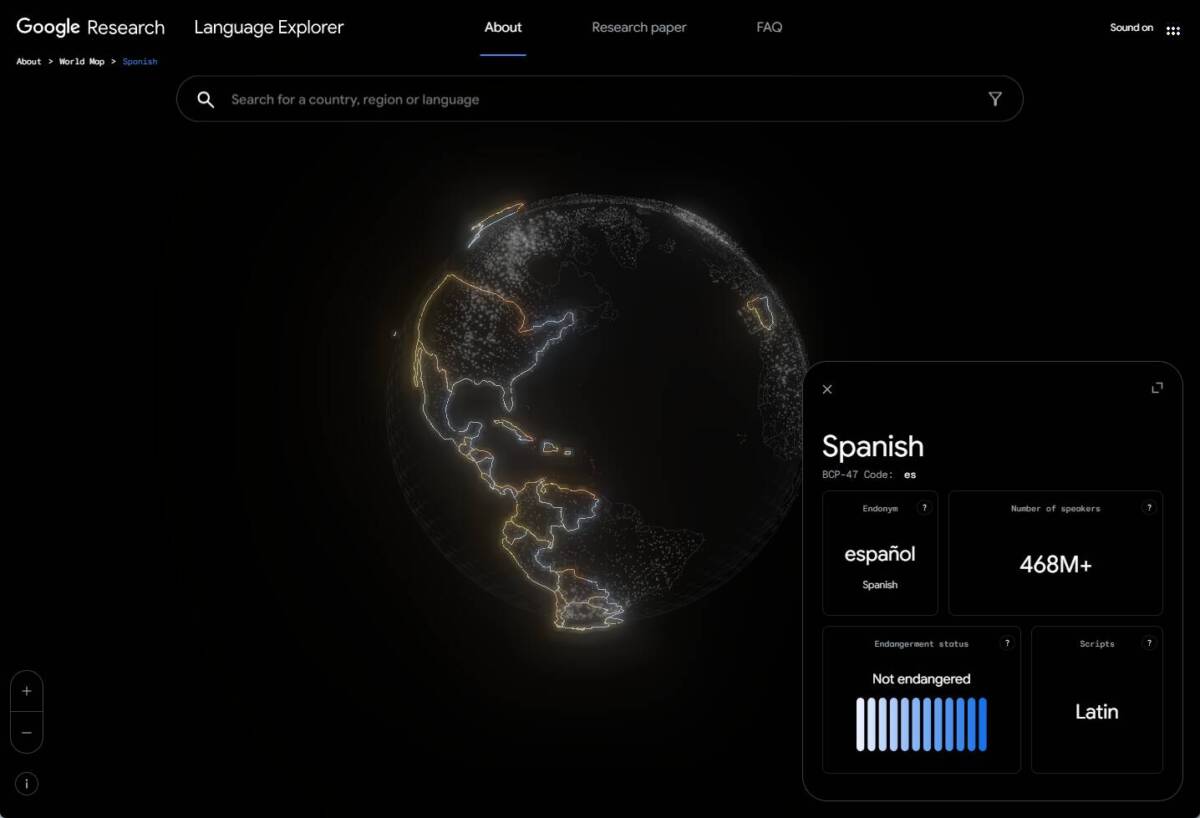 世界中の国々の公用語、言語をインタラクティブに見れるWebサービス 『Language Explorer』