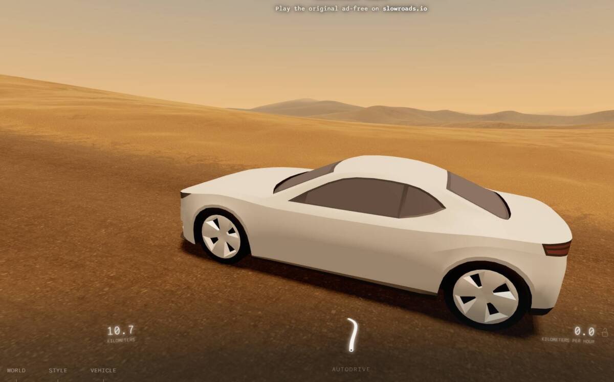 広大な景色を延々と走り続けるドライブ体験ができるWebサービス『Slowroads.io』
