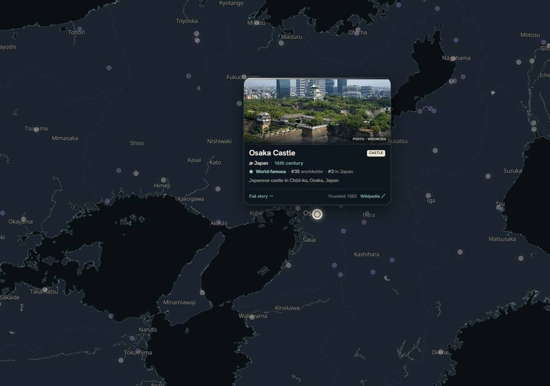 世界中のお城巡りが自宅で出来るWebサービス『Castle Map』