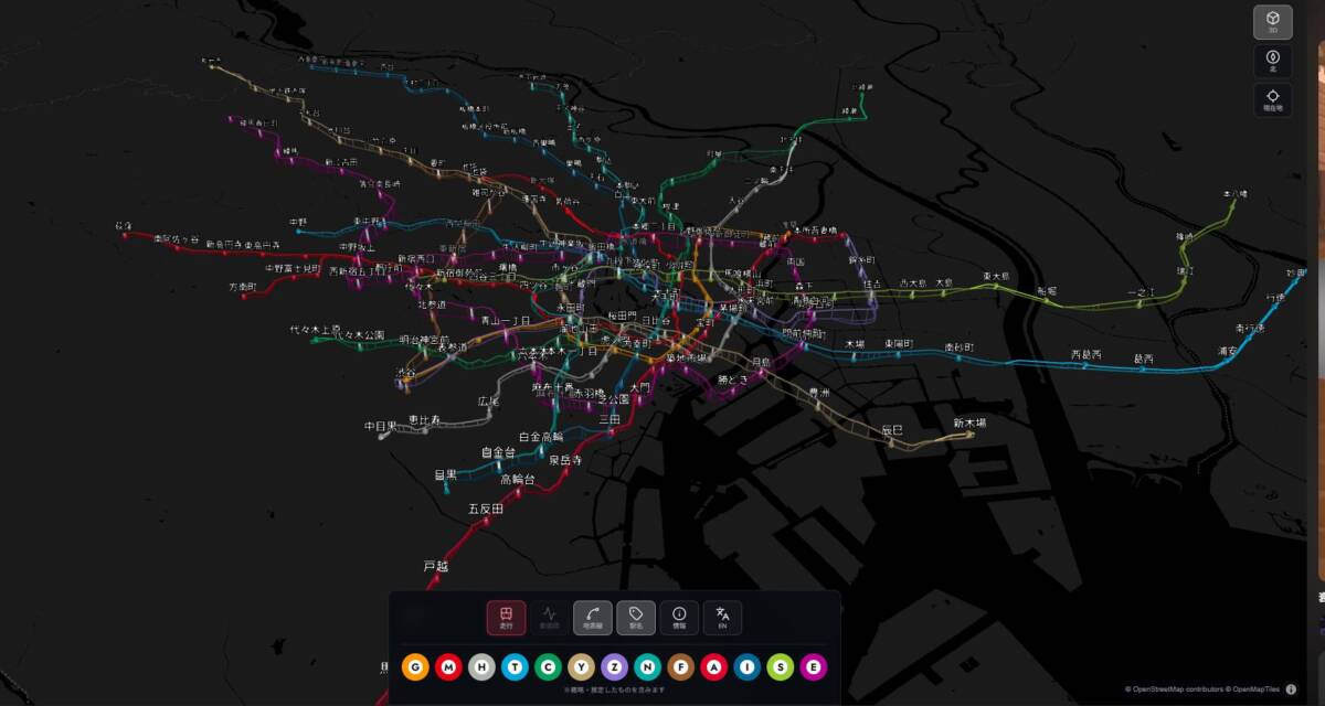 東京の地下鉄路線を3D断面で可視化できるブラウザだけのWebサービス『tokyo-danmenzu』